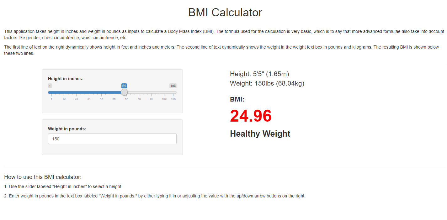 BMI calculator app